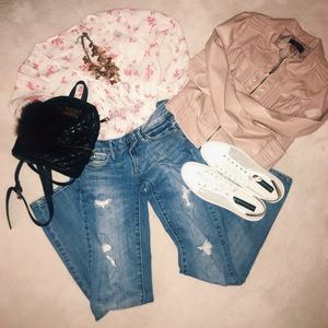 Baby pink leather jacket